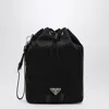 Prada Triangle Logo Re-nylon Bucket Bag In Black