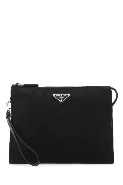 PRADA BLACK RE-NYLON CLUTCH