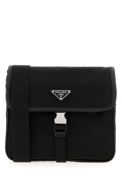 Prada Black Re-nylon Crossbody Bag In Purple