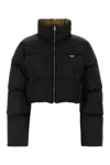Prada Cropped Re-nylon Jacket In Black