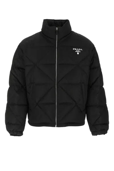 Prada Quilted Re-nylon Down Jacket In Black