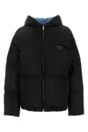 Prada Womens Black Re-nylon Brand-plaque Recycled Shell-down Jacket In Nero