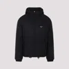 Prada Logo Plaque Puffer Jacket In Black