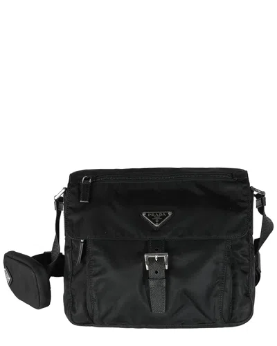 Prada Black Re-nylon Front Pocket Shoulder Bag (authentic Pre-loved)