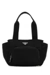 Prada Renylon Tote Bag Rectangular Top Handles In Black