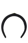 Prada Womens Black Triangle-logo Velvet Headband In Black