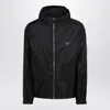 Prada Triangle Logo Zip-up Jacket In Black