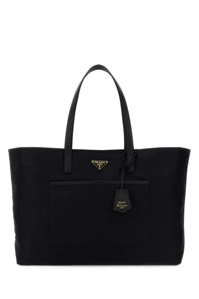 PRADA PRADA BLACK RE-NYLON LARGE RE-EDITION 1978 SHOPPING BAG