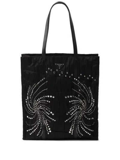 PRADA BLACK RE-NYLON LARGE TOTE BAG