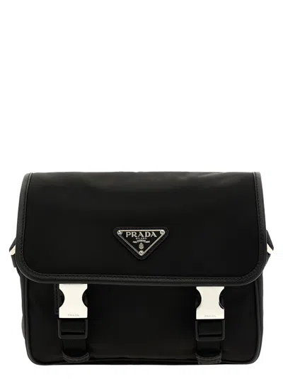 Prada Black Re-nylon Logo Messenger Bag