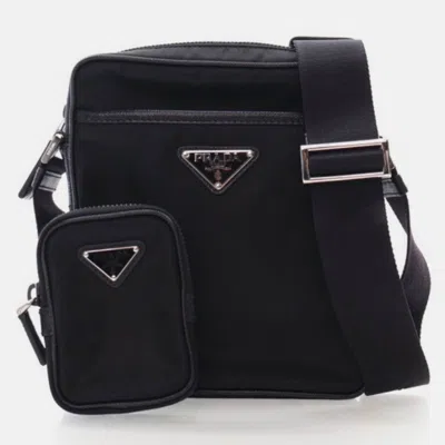 Pre-owned Prada Black Re-nylon Messenger Bag