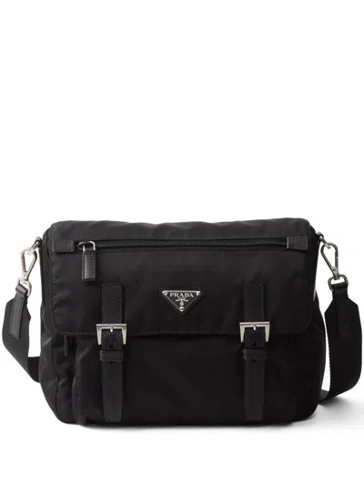 Prada Mens Black Re-nylon Brand-plaque Polyamide Shoulder Bag
