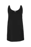 Prada Front Embossed Mini Dress Re-nylon Round Neck In Black
