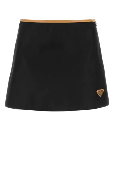 Prada Black Re-nylon Mini Skirt In Nero