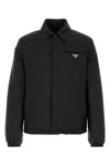 Prada Nylon Shirt With Long Sleeves And Single Chest Pocket In Black