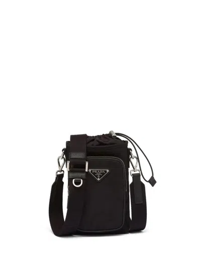 Prada Black Re-nylon Phone Case With Shoulder Strap