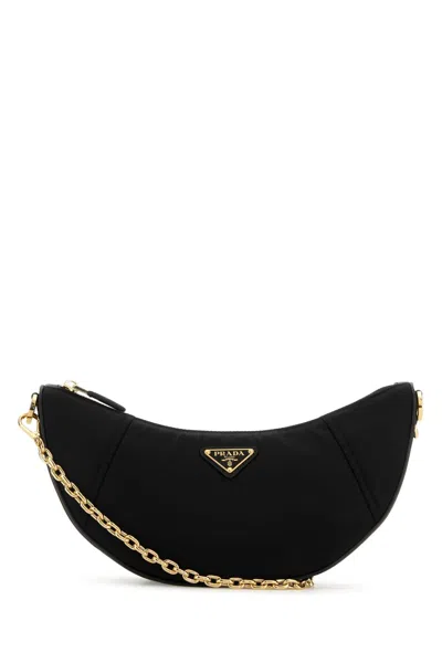 PRADA PRADA BLACK RE NYLON PRADA DEMI LUNE SHOULDER BAG