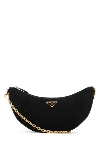 PRADA BLACK RE-NYLON PRADA DEMI-LUNE SHOULDER BAG