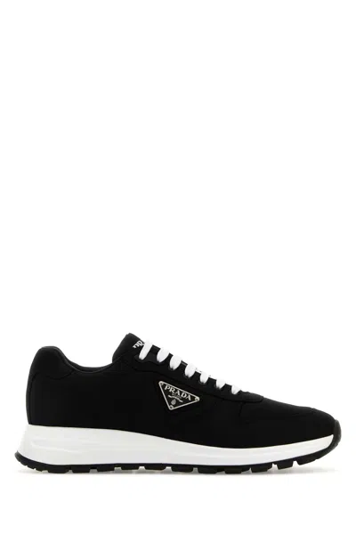 Prada Men's Prax Triangle Logo Nylon Low-top Sneakers In Black
