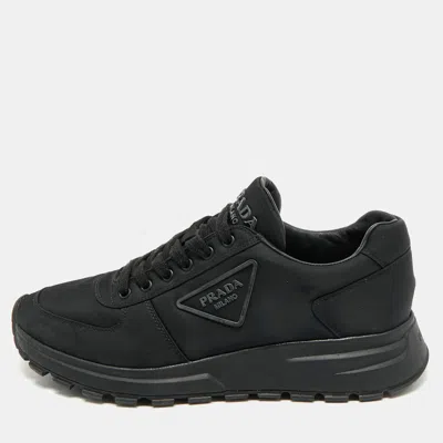 Pre-owned Prada Black Re-nylon Prax Logo Low Top Sneakers Size 40