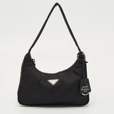 Pre-owned Prada Black Re-nylon Re-edition 2000 Shoulder Bag