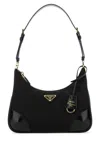 Prada Nylon Edition 2002 Bag With Leather Handle And Logo Accessory In Nero