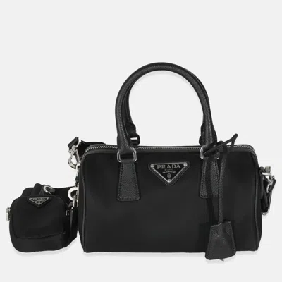 Pre-owned Prada Black Re-nylon Re-edition 2005 Top Handle Crossbody Bag