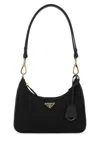 Prada Nylon Quilted Shoulder Bag With Chain Detail In Black