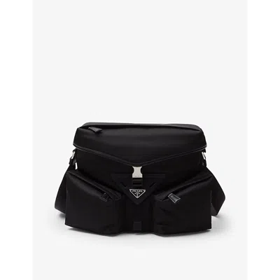 Prada Mens Black Re-nylon Nylon And Leather Shoulder Bag