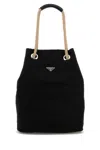 Prada Nylon Shopping Bag With Rope Handles In Black