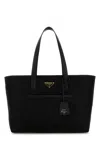 Prada Large Re-edition 1978 Shopping Bag With Front Pocket In Nero