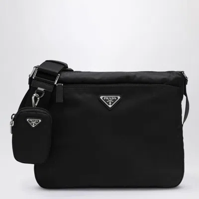 Prada Re-nylon Triangle Logo Crossbody Bag In Black