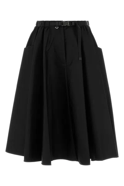 Prada Re Nylon Skirt Belt Loops Flared Pockets In Black
