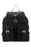 Prada Womens Black Logo-plaque Recycled-polyamide Backpack