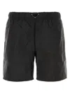 Prada Logo-plaque Re-nylon Swim Shorts In Nero