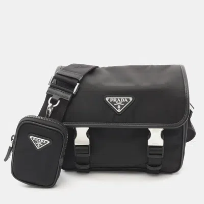 Pre-owned Prada Black Re-nylon Tessuto Shoulder Bag