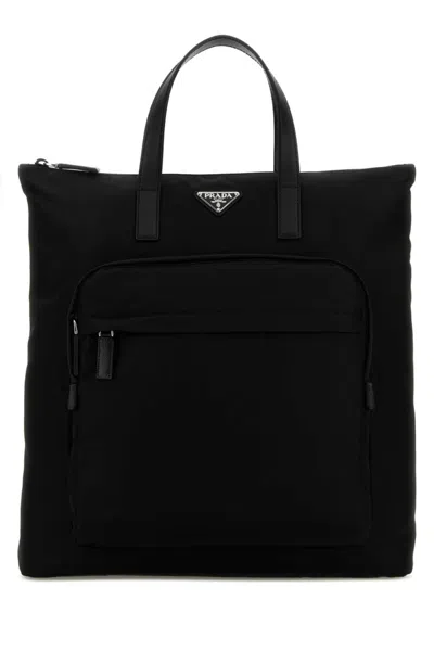 PRADA BLACK RE-NYLON TOTE BAG