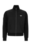 Prada Black Re-nylon Zip-up Sweatshirt In Black