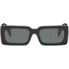 Prada Black Rectangle Acetate Script Logo Sunglasses In Black