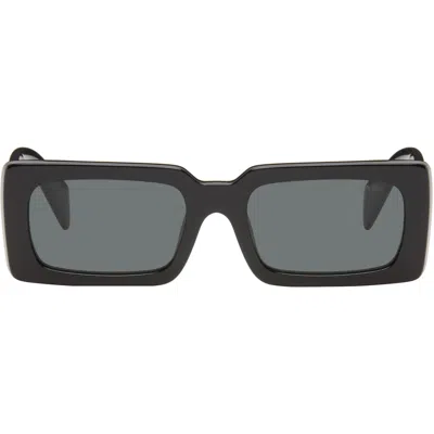 Prada Black Rectangle Acetate Script Logo Sunglasses