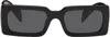 Prada Black Rectangle Acetate With Script Logo Sunglasses In 1ab5s0