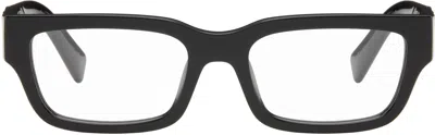 Prada Black Rectangular Glasses In Orange