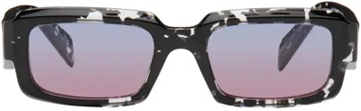Prada Black Rectangular Sunglasses In 15o60e