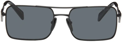Prada Black Rectangular Sunglasses In 1ab5z1 Black