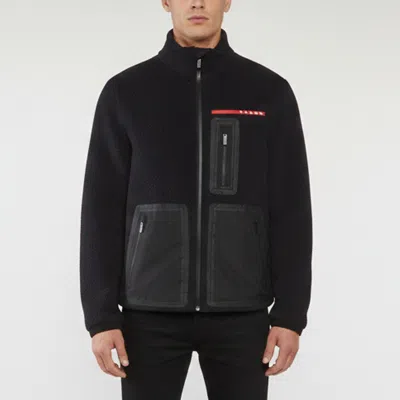 Pre-owned Prada Black Recycled Fleece Technical Jacket L