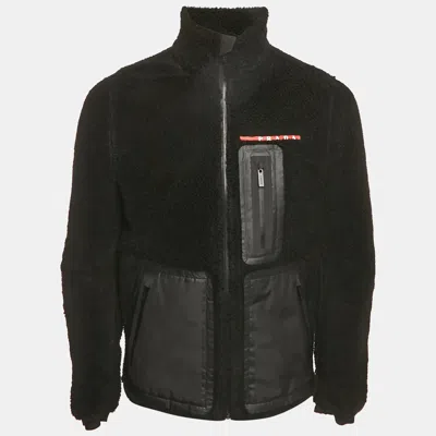 Pre-owned Prada Black Recycled Fleece Technical Jacket S