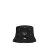Prada Triangle Logo Drawstring Bucket Hat In Black
