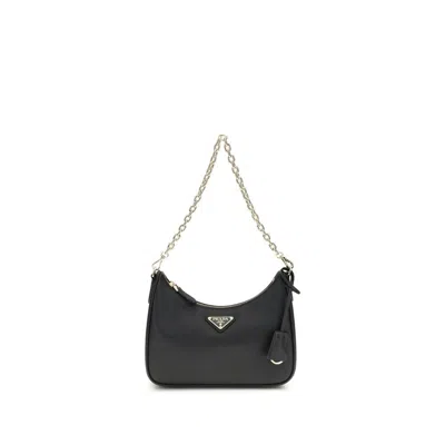 Prada Black Recycled Polyamide Shoulder Bag In Pattern