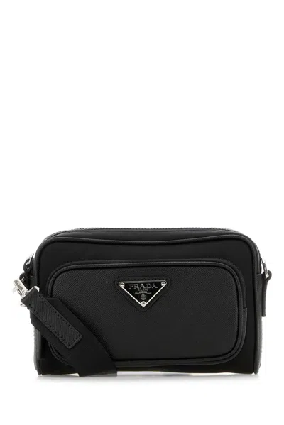 Prada Black Re-nylon And Leather Crossbody Bag