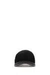 Prada Renylon Baseball Cap Curved Brim Design In Black